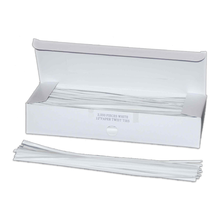 12" Twist Ties - White