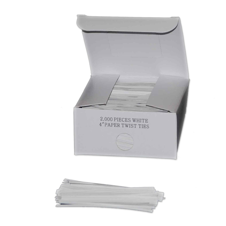 4" Twist Ties - White (2,000/Bx)